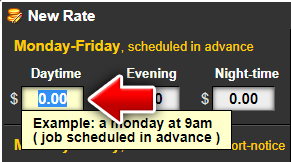 Custom rates based on the time of day